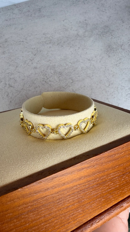 Pulsera corazones con brillo