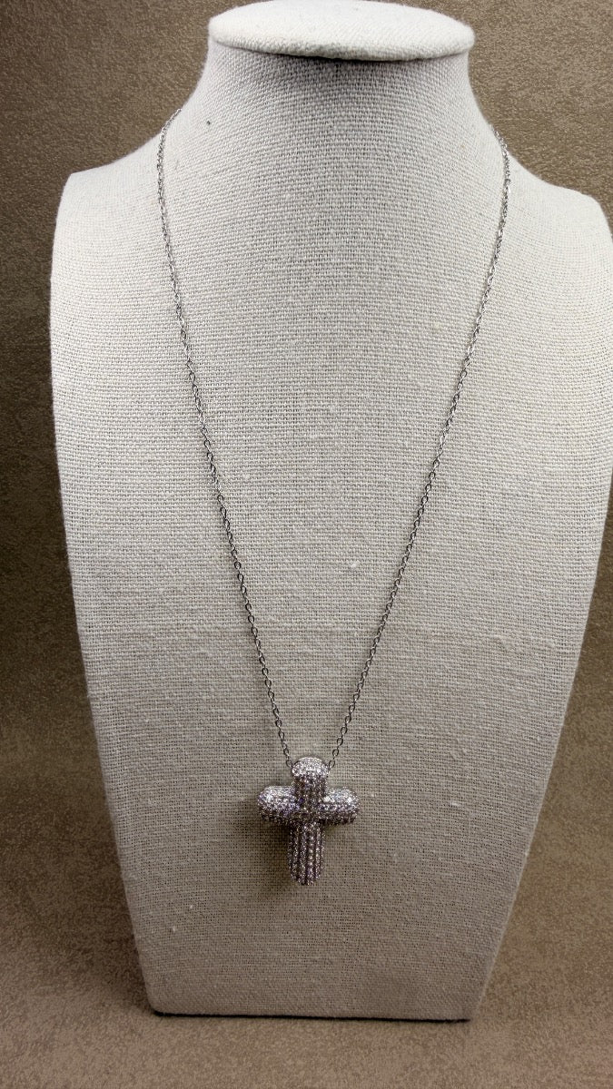 Collar cruz brillo silver