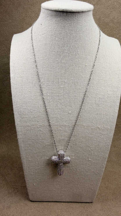 Collar cruz brillo silver