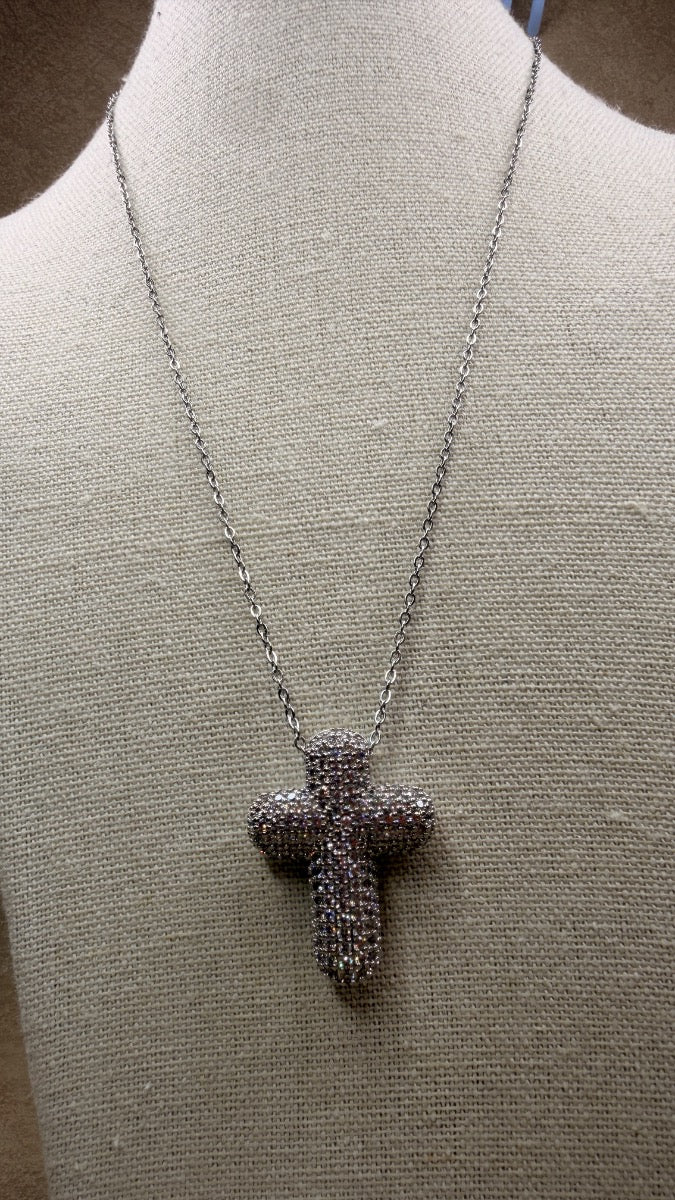 Collar cruz brillo silver