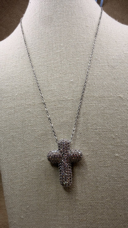 Collar cruz brillo silver