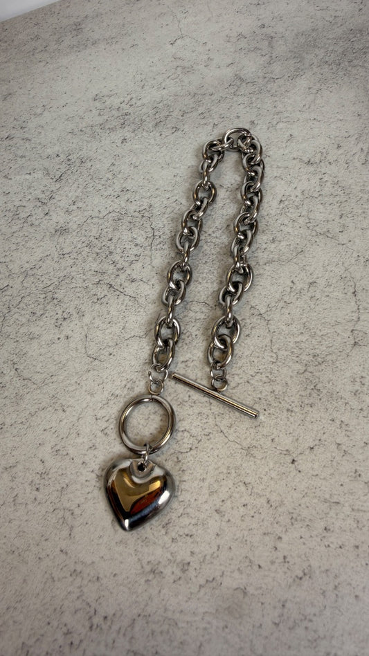 Chunky silver heart set