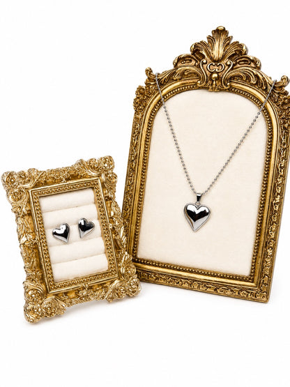 Set corazón plata