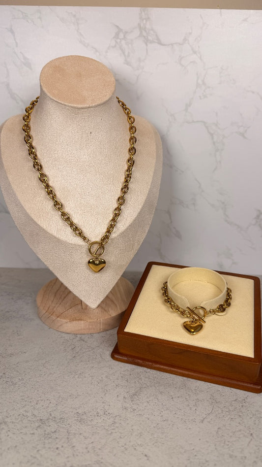 Chunky gold heart set