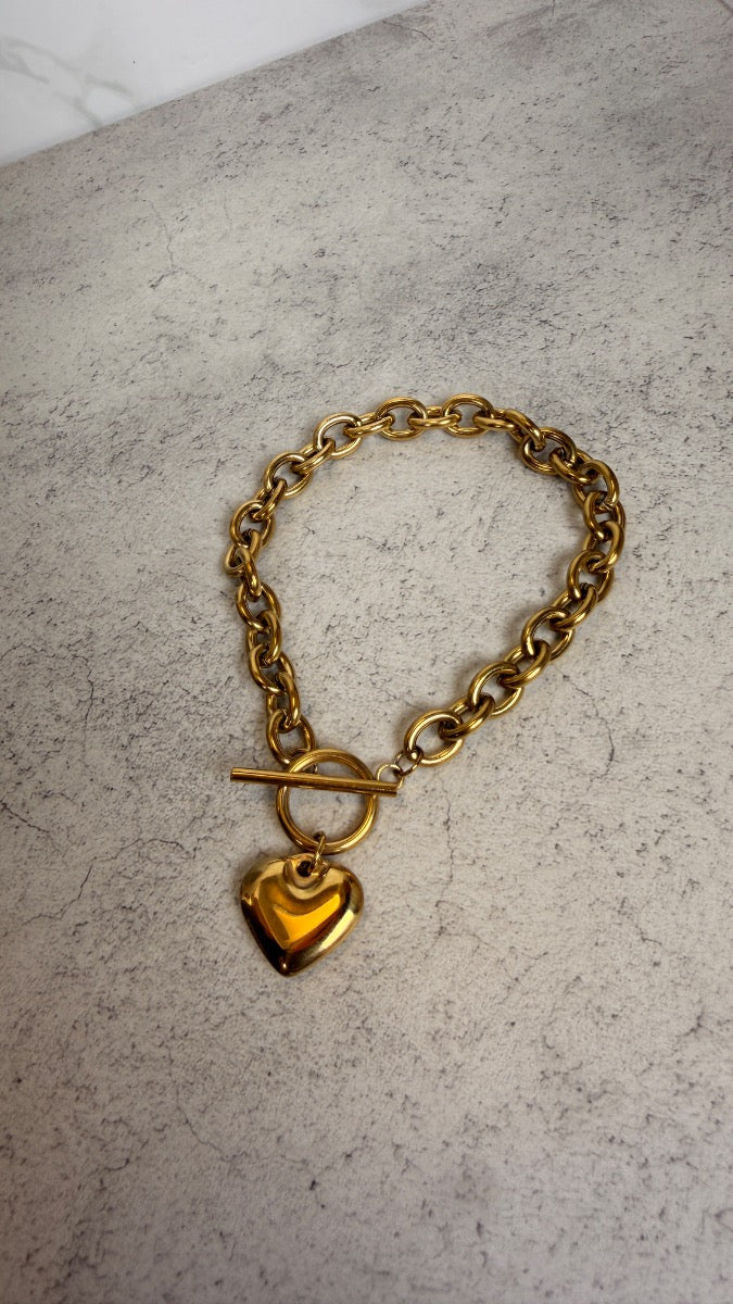 Set corazón chunky dorado