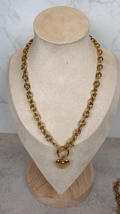 Set corazón chunky dorado