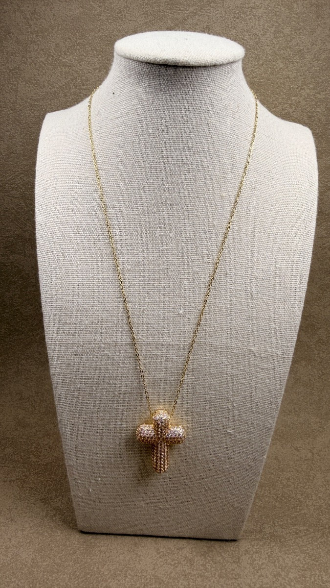 Collar cruz brillo gold