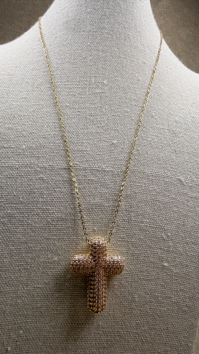 Collar cruz brillo gold