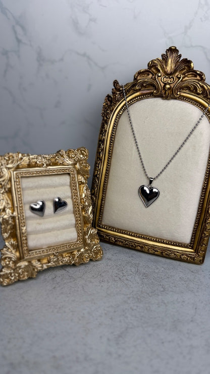Set corazón plata