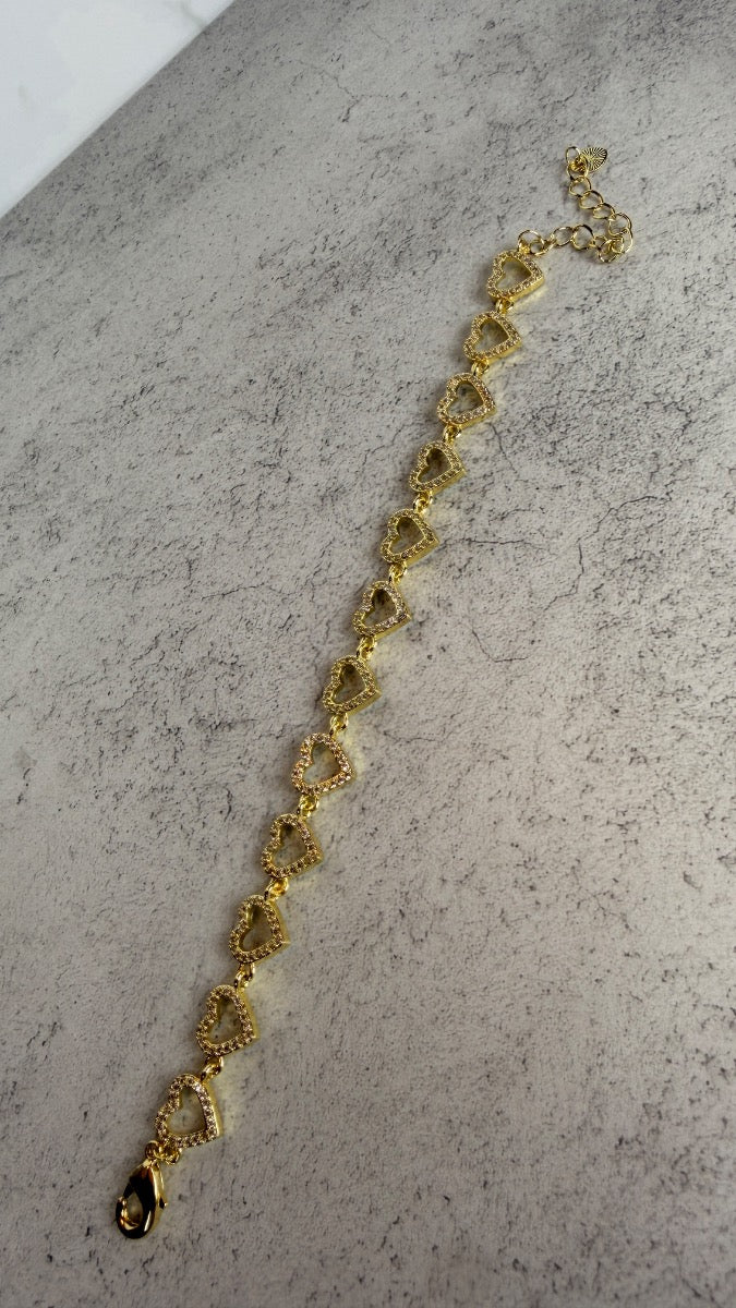 Pulsera corazones con brillo
