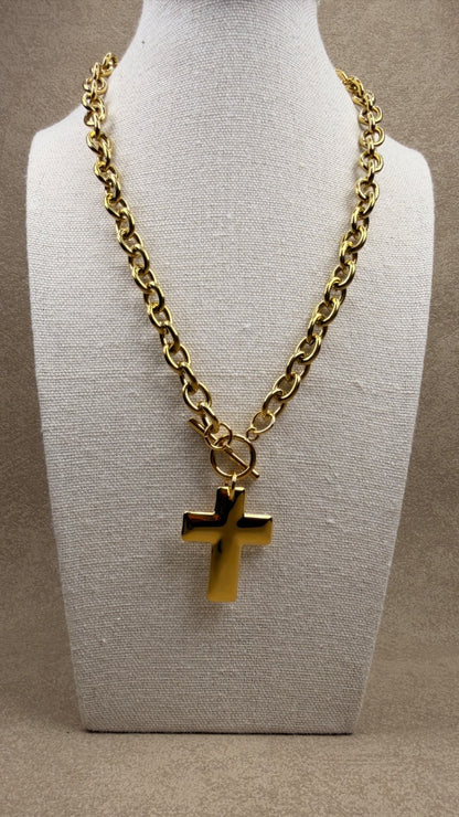 Statement cross necklace